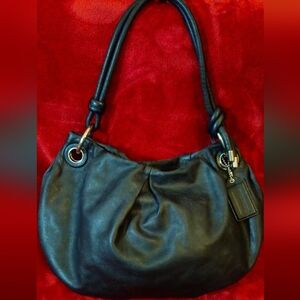 Coach Parker Black Leather Hobo Bag with Knot Tie Handle